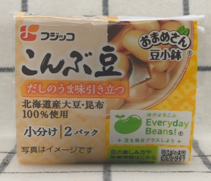 「豆小鉢　こんぶ豆」のパッケージ側面1（商品ラベル）