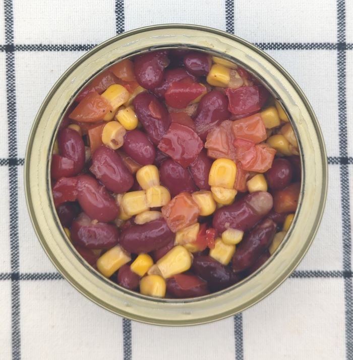 「豆とツナのサラダ(コーン)」の缶詰中身